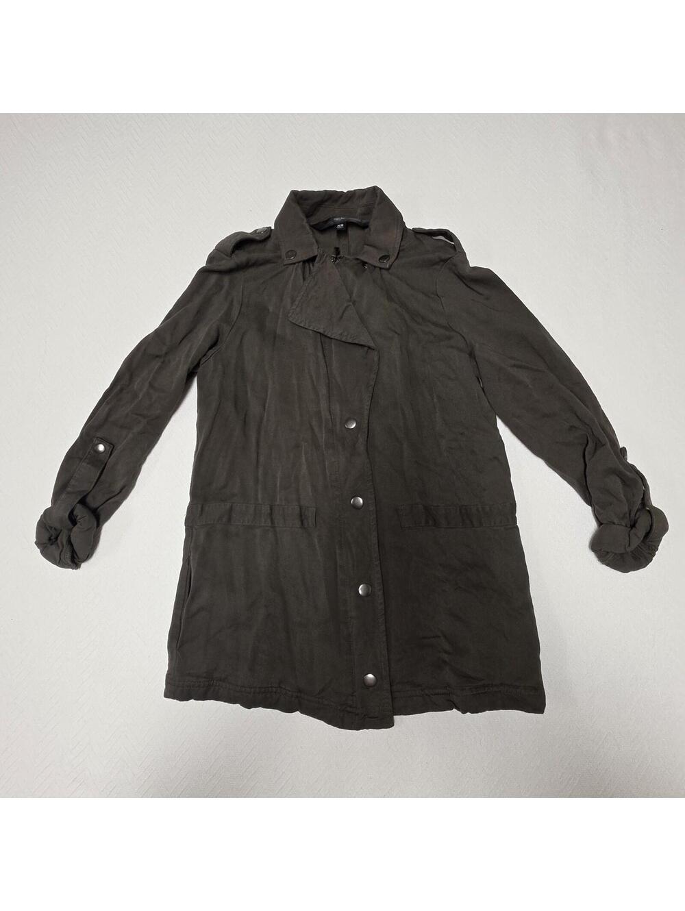 Mossim Utility Jacket Shirt Olive Green Snap Button Pocket Size XS Grunge Y2K